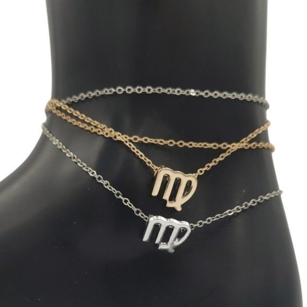 Wholesale qty 125+ Zodiac Pendant Anklets Women OS Astrology Symbol Dainty